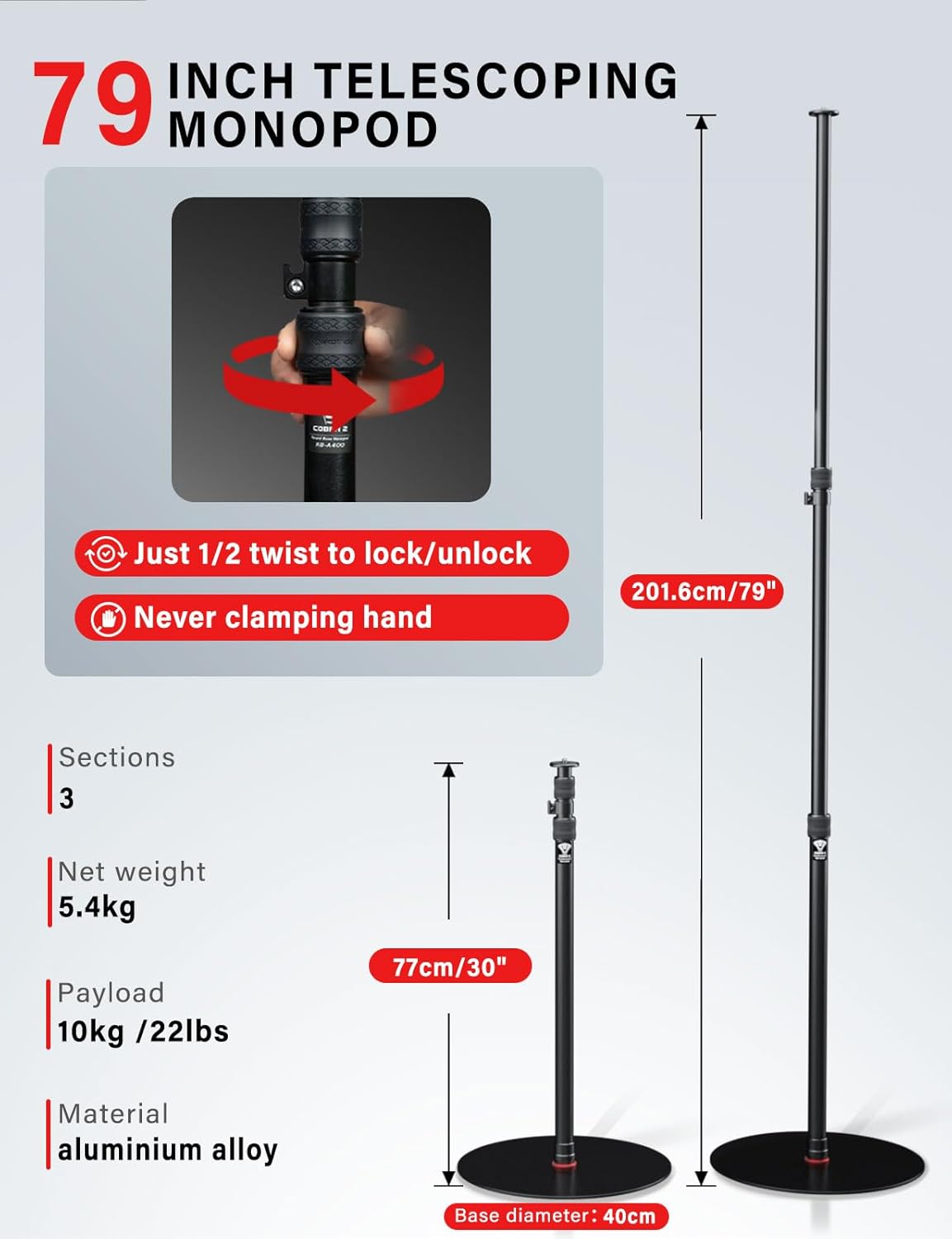 A400 Round Base Monopod